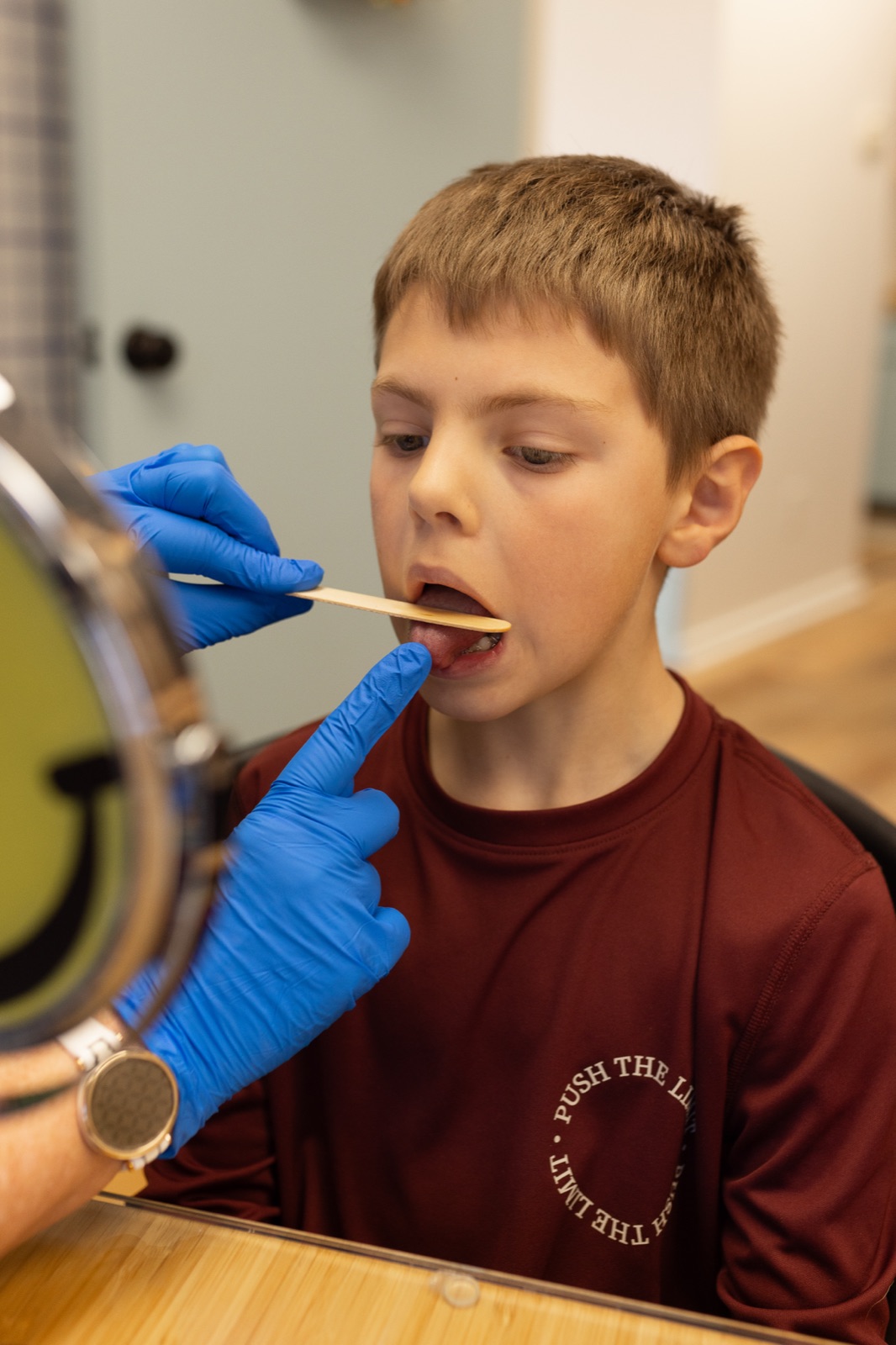 A tongue-strengthening exercise used in therapy